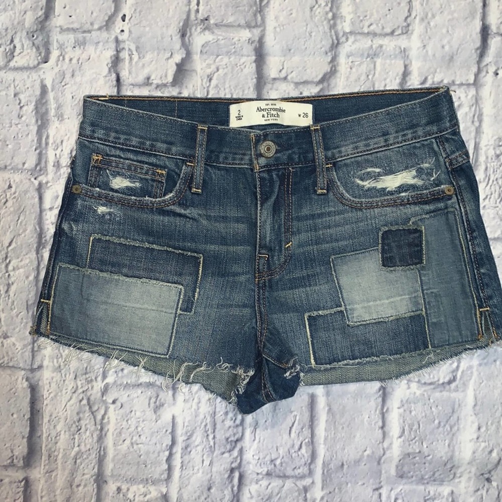 Abercrombie JEAN SHORTS -  PATCHWORK - HIGH RISE SIZE 26